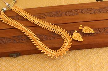 Designer matte finish mango long necklace set 4