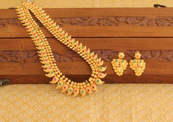 Designer matte finish mango long necklace set 1