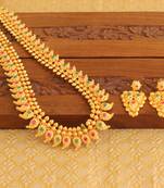 Designer matte finish mango long necklace set