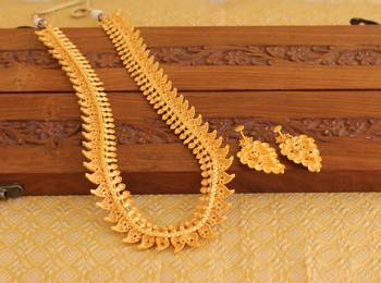 Designer matte finish mango long necklace set 3