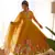 Mustard yellow organza blossom anarkali dress