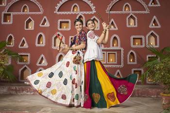 MULTICOLOR YELLOW THREAD EMBROIDERED WITH MIRROR VISCOSE RAYON TRADITIONAL PARTY FESTIVAL STITCHED LEHENGA CHOLI JACKET 6