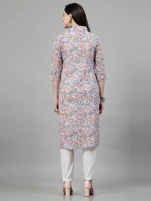 Pink printed aline kurta 3