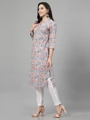 Pink printed aline kurta 5