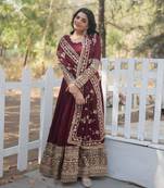 Faux Georfgette Elegant Heavy Faux Georgette Stitched Gown Set