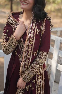 Faux Georfgette Elegant Heavy Faux Georgette Stitched Gown Set 4