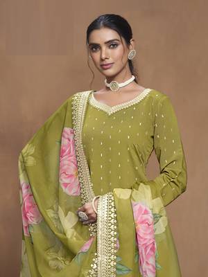 Mehendi embroidered Silk Sharara Suit 4