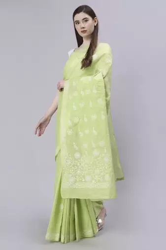 Green terivoil cotton saree