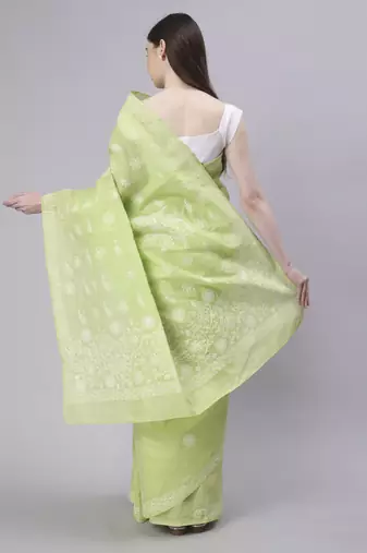 Green terivoil cotton saree