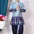 printed blue dupion silk kurta and dhoti pant set for boys