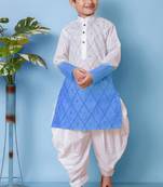 embroidery work blue cotton kurta and patiyala set for boys