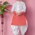 embroidery work tomato orange cotton kurta and patiyala set for boys