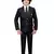 Boys cotton blend 5-piece polka dots printed coat pant suit set - black