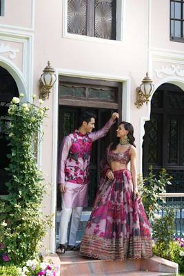 Light Purple Organza Sequence With Thread And Jari Embroidery Work 3