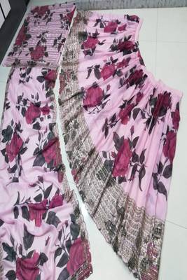 Light Purple Organza Sequence With Thread And Jari Embroidery Work 4