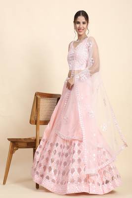 Pink Sequins With Jari And Thread Embroidery Work 3