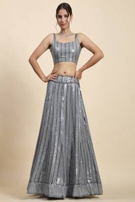 Grey Sequins With Jari And Thread Embroidery Work 3