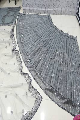 Grey Sequins With Jari And Thread Embroidery Work 4