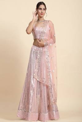 Pink Sequins With Jari And Thread Embroidery Work 1