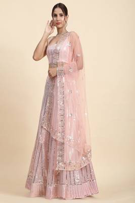Pink Sequins With Jari And Thread Embroidery Work 2