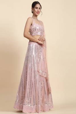 Pink Sequins With Jari And Thread Embroidery Work 3
