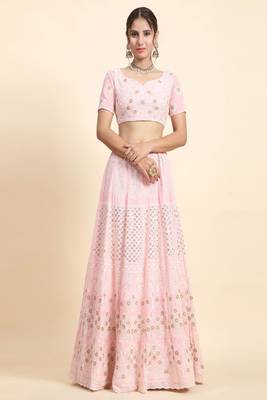 Pink Sequins With Jari And Thread Embroidery Work 1