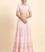 Pink Sequins With Jari And Thread Embroidery Work