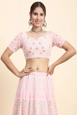Pink Sequins With Jari And Thread Embroidery Work 3