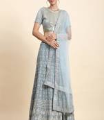 Grey Sequins With Jari And Thread Embroidery Work