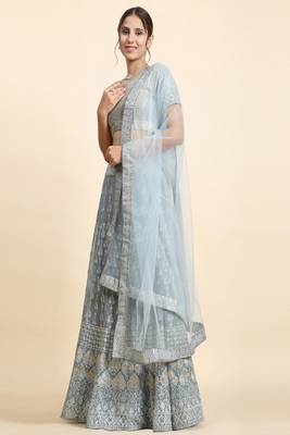 Grey Sequins With Jari And Thread Embroidery Work 2
