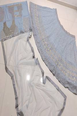 Grey Sequins With Jari And Thread Embroidery Work 4