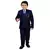 Boys cotton blend solid 5-piece coat suit set - navy blue