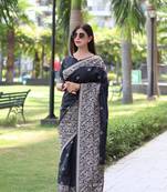 Black Raw Silk Designer Border & Fancy Rich Pallu With Raw Silk Blouse And Saree For Women  