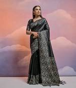 Black Raw Silk Designer Border & Fancy Rich Pallu With Raw Silk Blouse And Saree For Women  