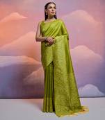 Mehandi Raw Silk Designer Border & Fancy Rich Pallu With Raw Silk Blouse And Saree For Women  