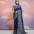 Navy Blue Raw Silk Designer Border & Fancy Rich Pallu With Raw Silk Blouse And Saree For Women  