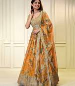 Amazing Digital Print with Sequins Zari Embroidery work lehenga choli 