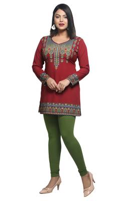 Maroon printed crepe short-kurtis 5