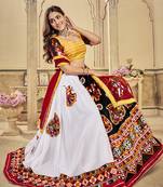 Yellow-white Cotton Silk Embrioidered -Mirror work Chanya Choli