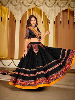 Black Geogette Embrioidered -Mirror work Chanya Choli 1