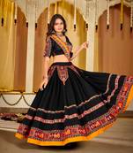Black Geogette Embrioidered -Mirror work Chanya Choli
