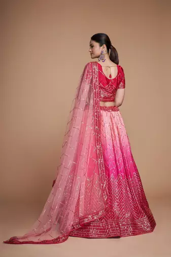 Pink Sequins Embroidered Heavy Chinon Designer Lehenga Choli