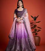  Purple Sequins Embroidered Heavy Chinon Designer Lehenga Choli For Party