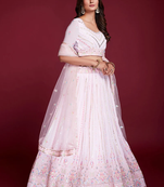 Pink Sequins Embroidered Heavy Georgette Designer Lehenga Choli Lattest Design