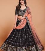 Ly Black Sequins Embroidered Heavy Georgette Designer Lehenga Choli For Partywear