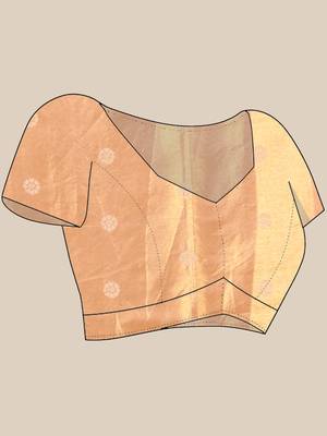 Peach floral motifs tissue silk saree with zari borders 5