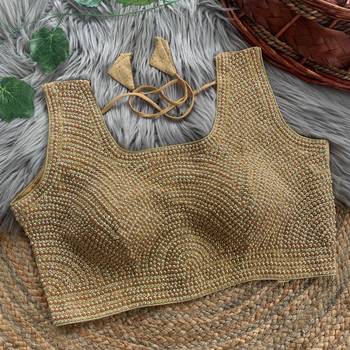 Elegant Designer Saree In Heavy Pure Glass Tissue Fabric With Handworked Blouse 3