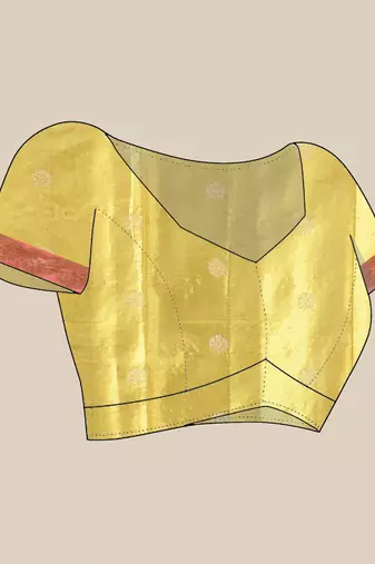 Yellow floral motifs tissue silk saree with zari borders