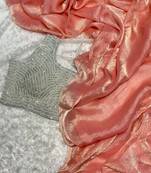 Elegant Designer Saree In Heavy Pure Glass Tissue Fabric With Handworked Blouse