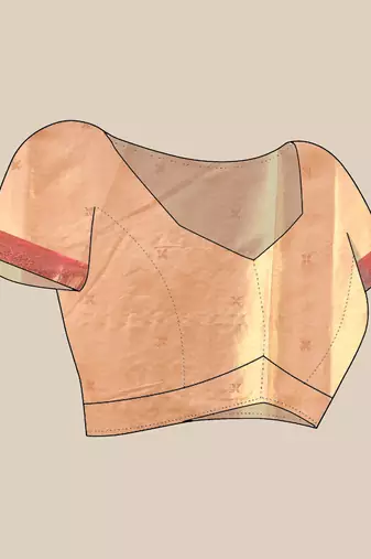 Peach texture motifs tissue silk saree with zari borders